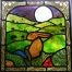 Staind Glass Moon Gazing Hare Panel