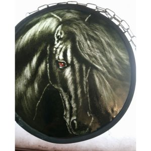 shadow grey horse stqin glass panel