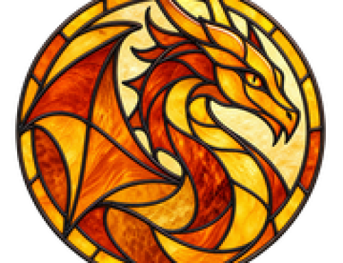 Amber Dragons Logo Created by UK Stained Glass Artist Christine Saunders