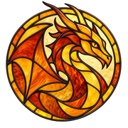 Amber Dragons Stained Glass Logo