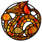 Amber Dragons Stained Glass Logo