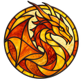 Amber Dragons Stained Glass Logo