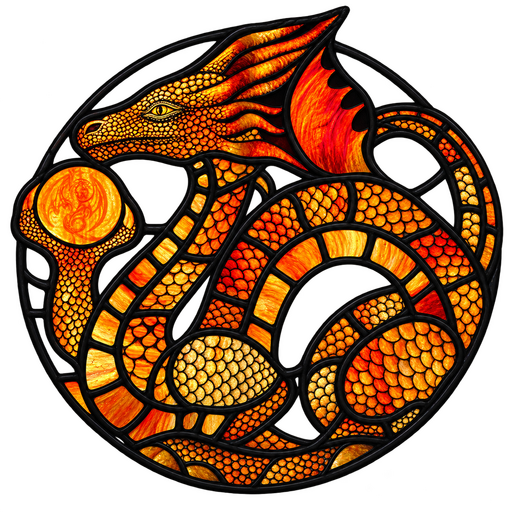 Amber Dragons Stained Glass Logo